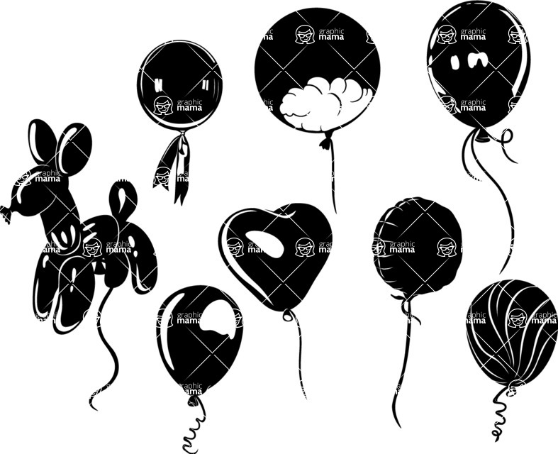 Vector silhouettes - Vector Party Balloon Silhouettes Set